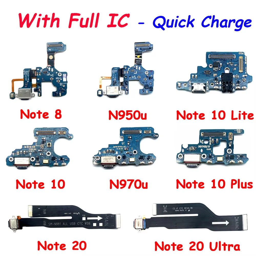 USB Charging Port Charger Board Flex Cable For Samsung Note 20 Ultra Note 8 9 10 Lite Dock Plug Connector With Microphone