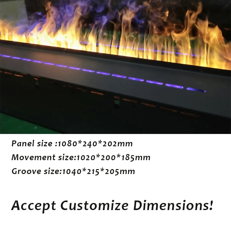 RGB 3D  Fireplace High-end LED Light Remote Control Steel Electric Fireplaces Insert With App Control 1000mm