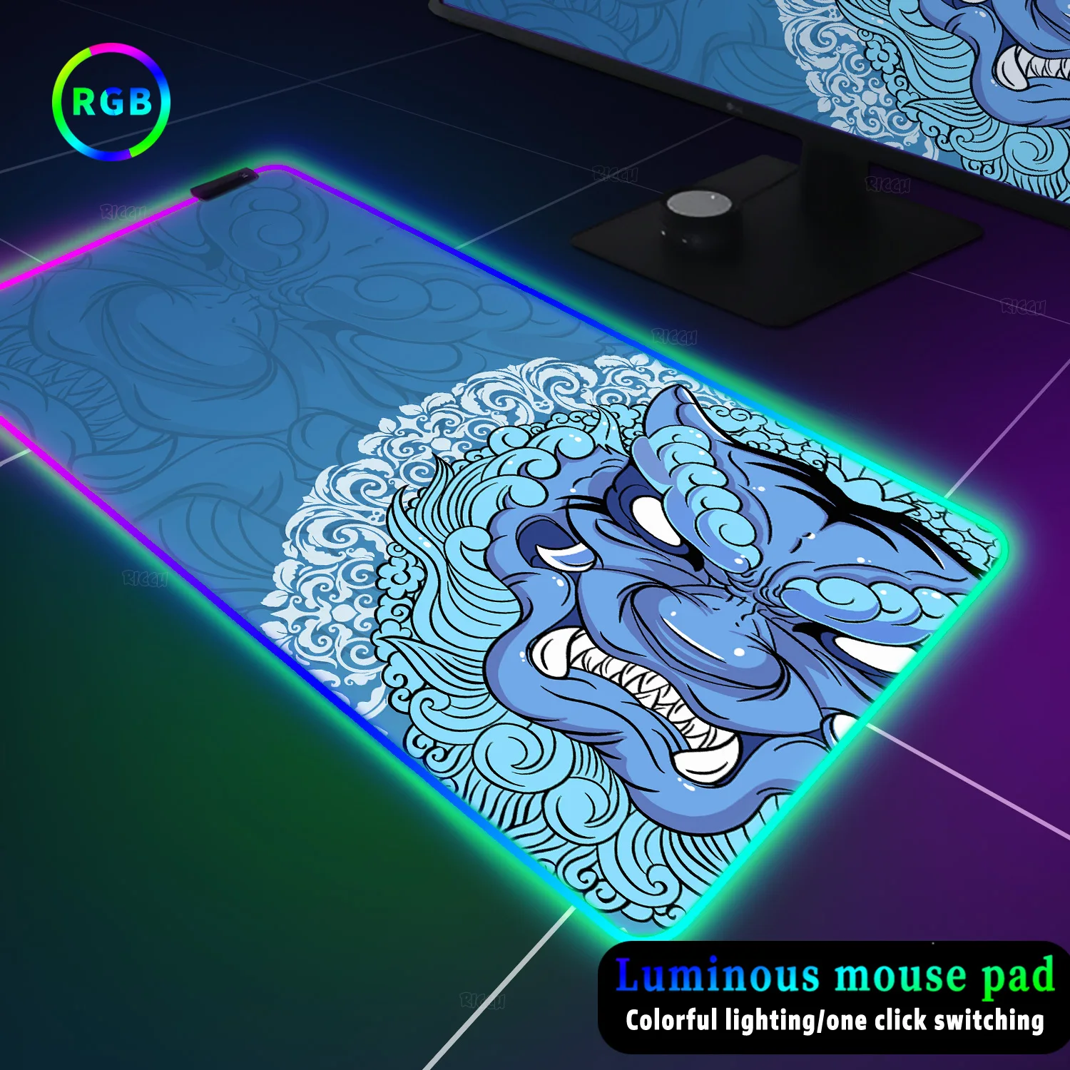 E-sports Tiger RGB XXL Mouse Pad Gaming Laptops Luminescence Gamer Carpet Keyboard Mat Desk Protector Large Anime Backlight Rugs