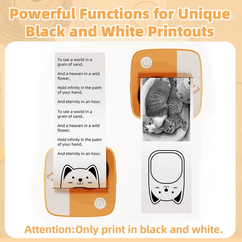 Mini Printer Portable Label Sticker Thermal Printer Self-adhesive Color Paper Photo Wireless Bluetooth Printing For Phones Print