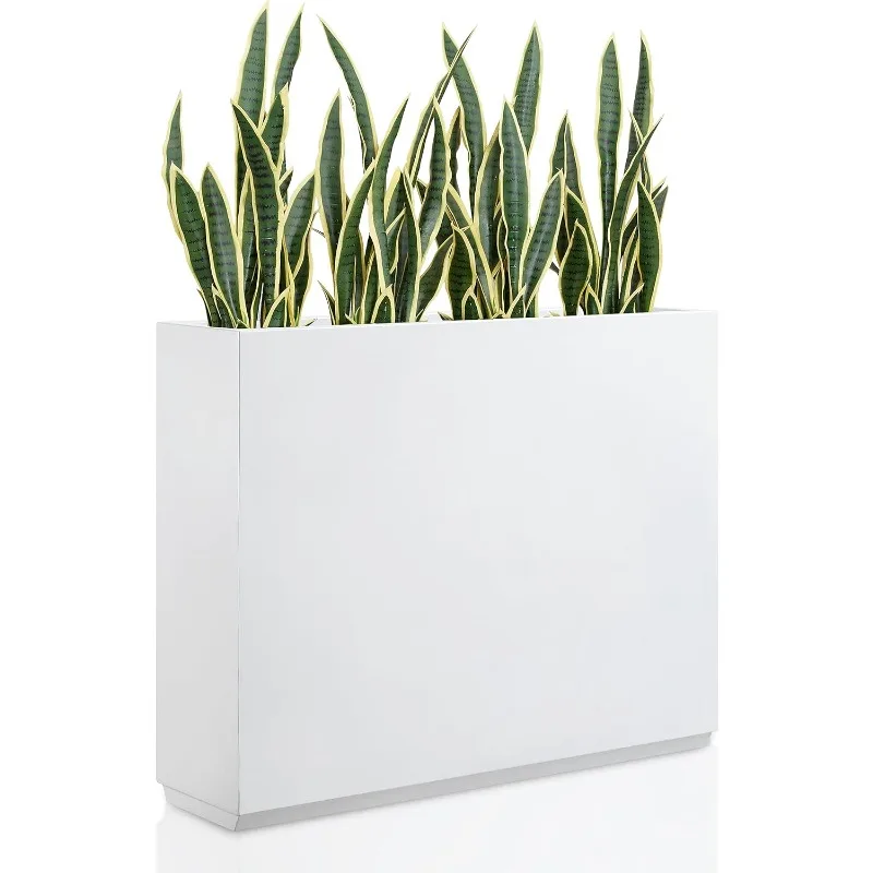 Metallic Heavy Planter for Outdoor Plants, 38Lx10Wx30H Inches Tall and Long Metal Divider Planter Box