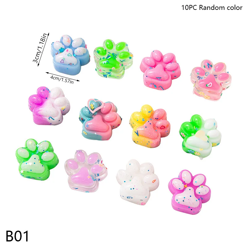 10 stks Mini Leuke Kat Klauw Pluche Pinch Fun Kleurrijke Halloween Kerstfeest Pack Vulstoffen voor Drukreductie Cartoon Stijl
