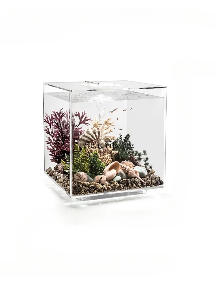 

LD33Desktop Fish Tank Small Living Room Home Self-Circulating Filter Lazy Acrylic Aquarium