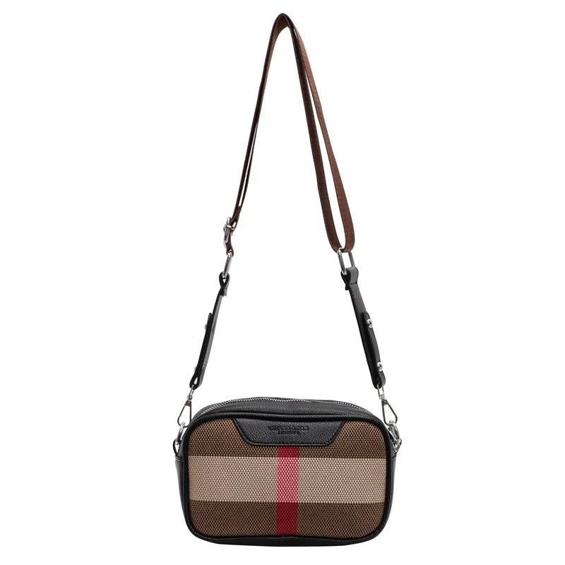 

2025 new Bag for women camera bag, contrasting color small square bag, stylish women's bag, wide shoulder strap