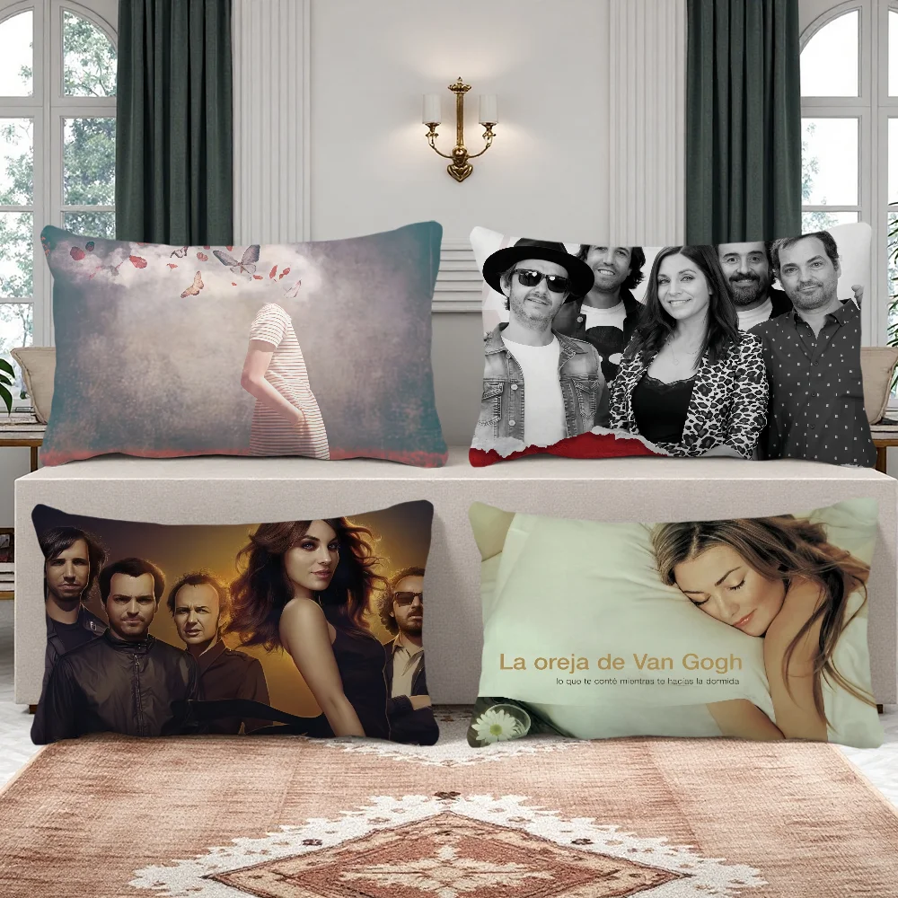 Funda de cojín de banda de Rock La Oreja de Van Gogh, funda de almohada rectangular con estampado para mesita de noche, sofá, habitación, decoración del hogar