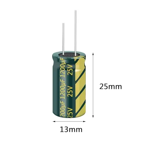 10Pcs 25V 1200UF Capacitor 13x25MM(0.51x0.98in) High Frequency Aluminum Electrolytic Capacitors for TV, LCD Monitor, Game