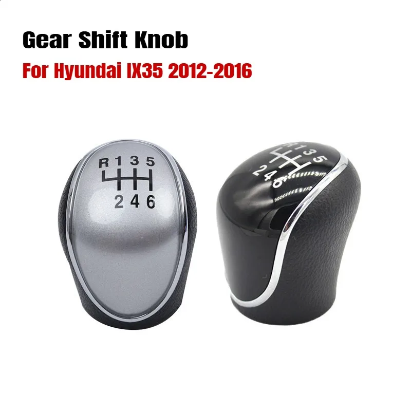 Black/Silver 6 Speed Car Gear Shift Knob Replacement For Hyundai IX35 2012-2016 Manual Shifter Lever Change Knob