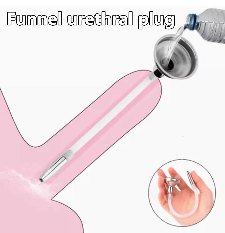 Penis Plug Urethral Stimulator Medical Steel Funnel Catheter Urethal Women Sounding Rod Sex Toys Men'S Masturbation Device Hole