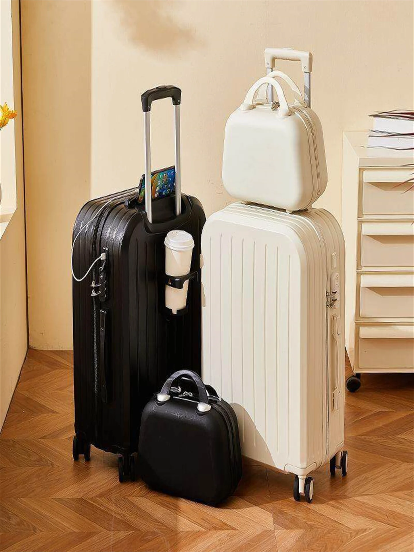 new-high-aesthetic-carry-on-suitcase-unisex-lightweight-travel-bag-with-password-lock-casual-trendy-soft-pc-abs-material