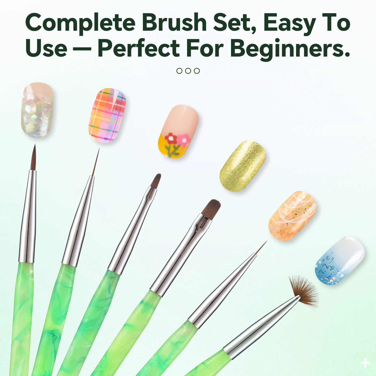 

6 шт., нефритовая зеленая кисть для ногтей, профессиональная гелевая тонкая подводка, ручка для рисования, акриловые нейлоновые кисти для рисования, маникюрный инструмент