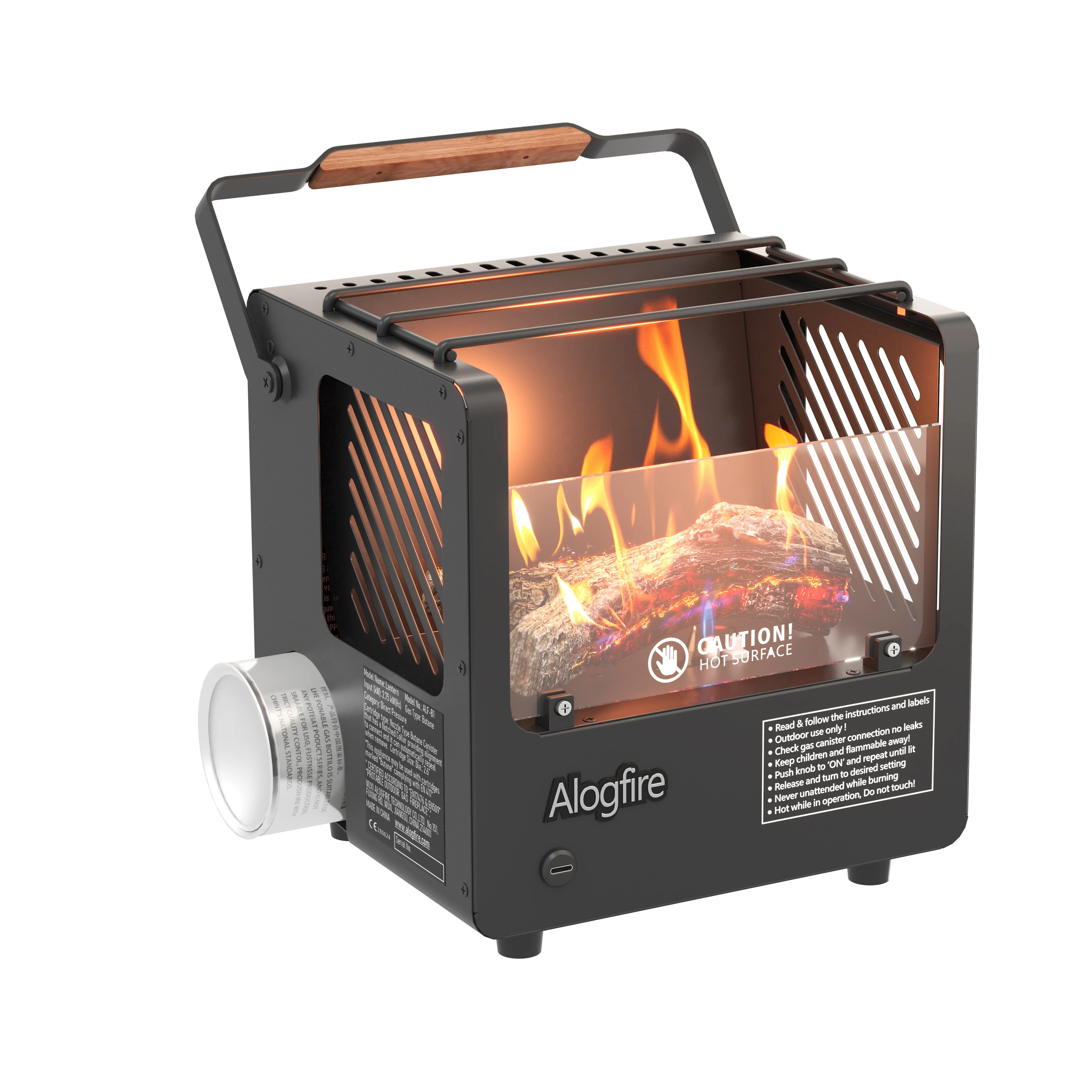 Aquecedor a Gás Multifuncional Alogfire para Camping, Fogão e Fogueira/Fogão Portátil a Gás Butano/Fogueira Sem Fumaça, 5200BTU