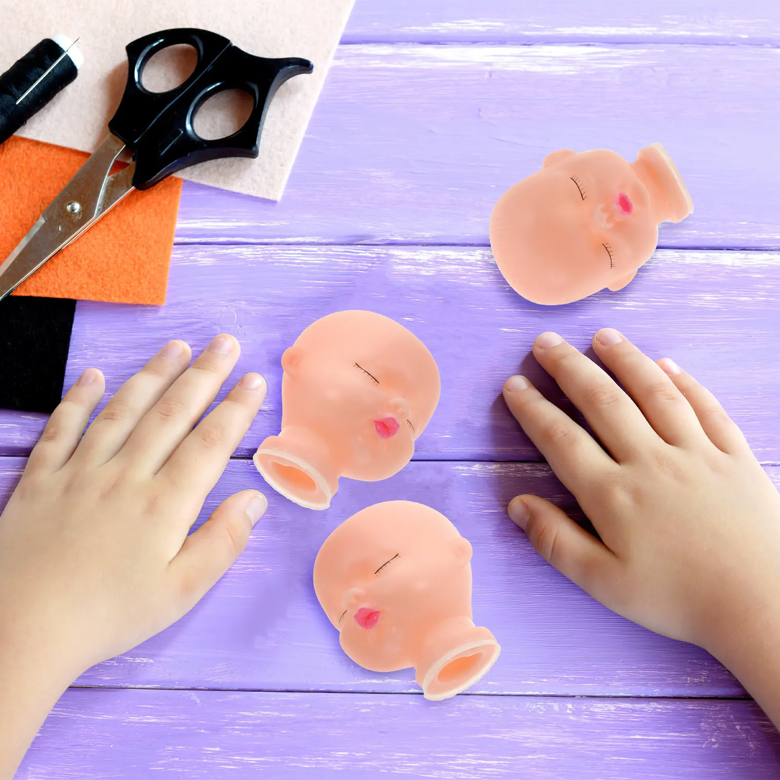 10Pcs Keychain DIY Vinyl Small Heads Miniature Decorative Craft Making Painting Body Parts for Creative Projects
