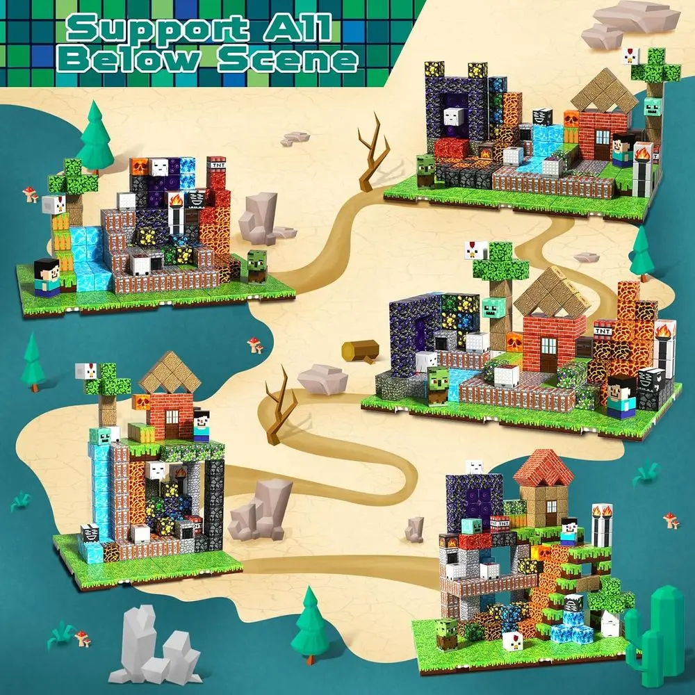 200피스 자석 빌딩 세트, 6개의 베이스 플레이트 포함, 4-8세 어린이를 위한 교육용 STEM 장난감, 3-12세에게 이상적, 크리스마스 선물로 완벽