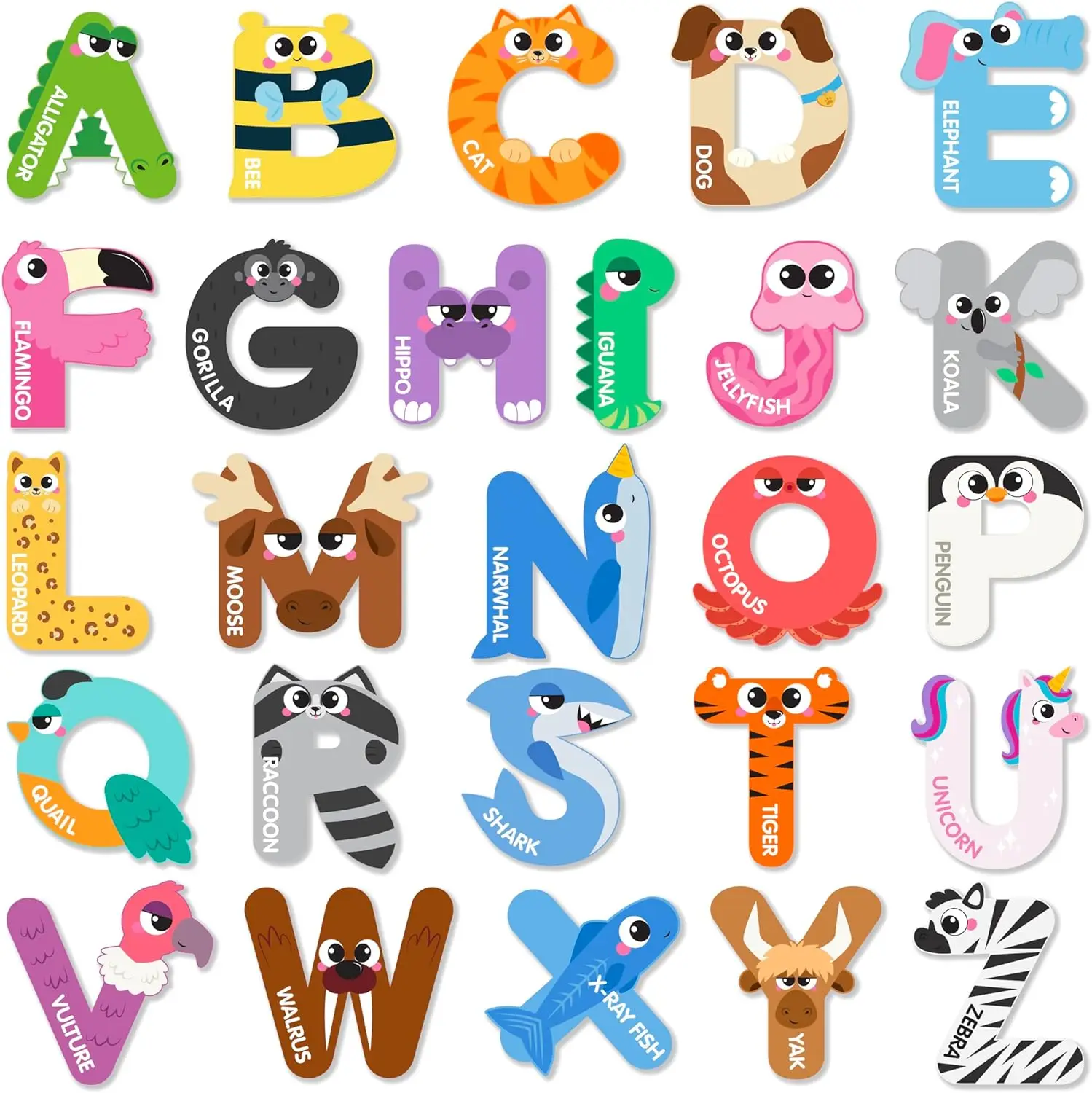 

JOYFY Magnetic Letters Animal Alphabet Fridge Magnets 26 Uppercase Refrigerator Magnets ABC Educational Spelling Learning Toys