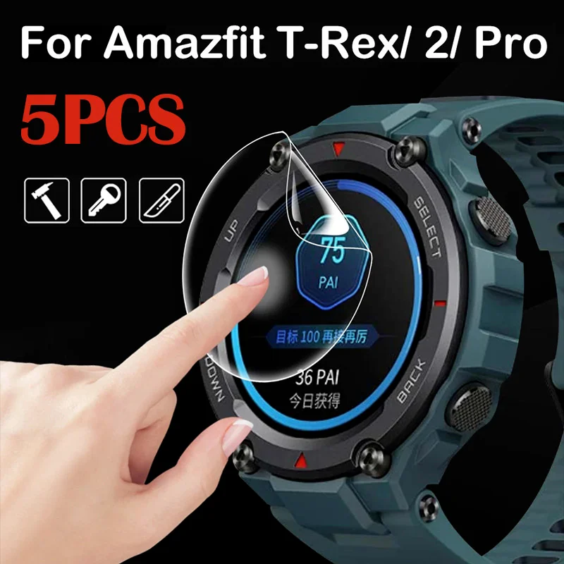 Film hydrogel TPU pour Huami Amazfit, protecteur d'écran, films souples, sans verre, t-rex 2 Pro, montre intelligente T Rex, 1 PC, 2 PC, 5PC