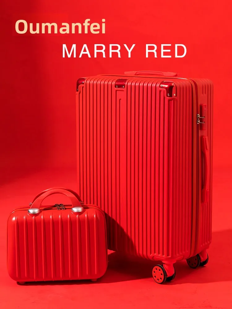 

Red 24 Inch Travel Suitcase Wedding Trunk Lage Pullman Bride's Dowry Box Wedding Box Pr Box Faionable Hardell Suitcase