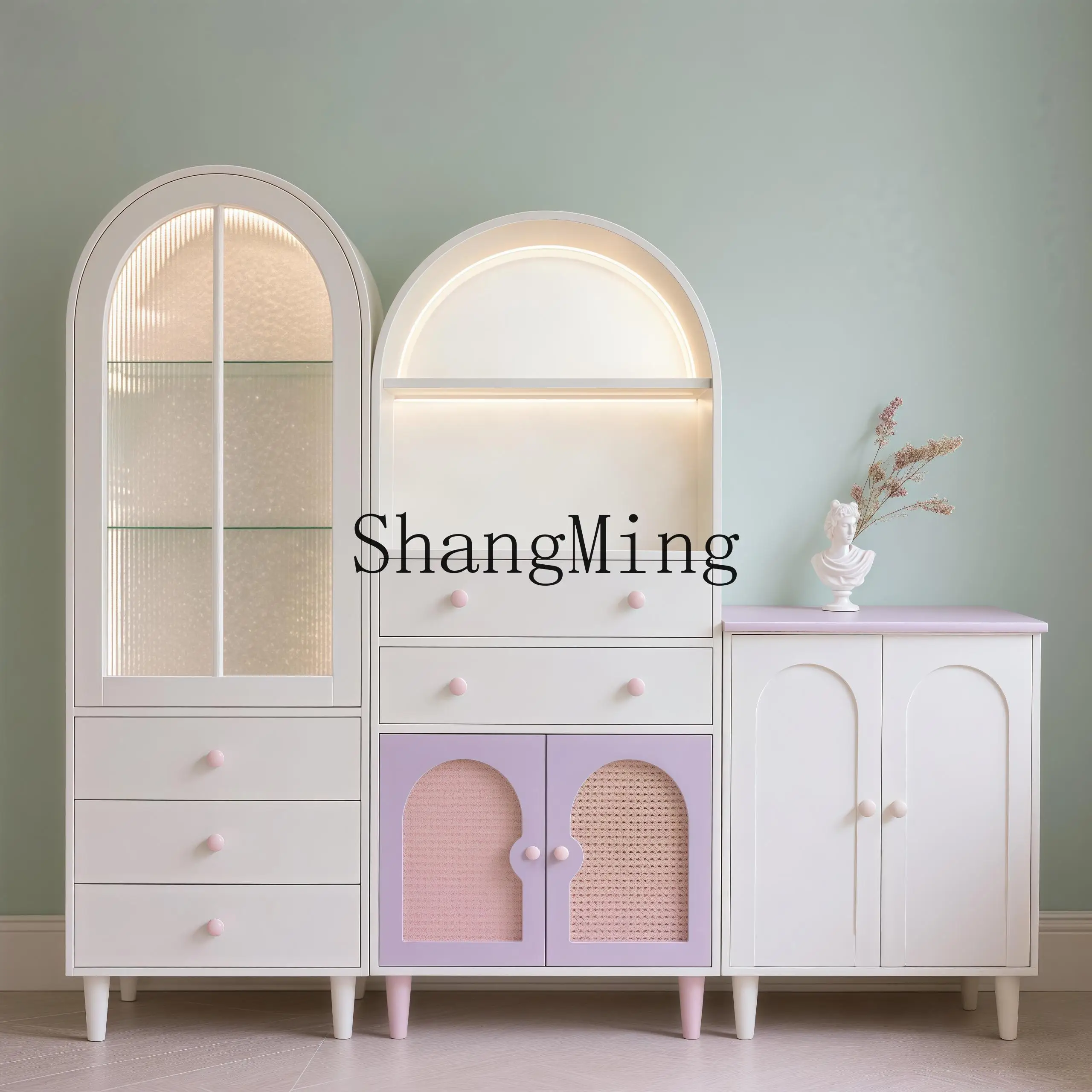 

CL solid wood display cabinet home living room wall-to-wall integrated storage bedroom storage decorative cabinet