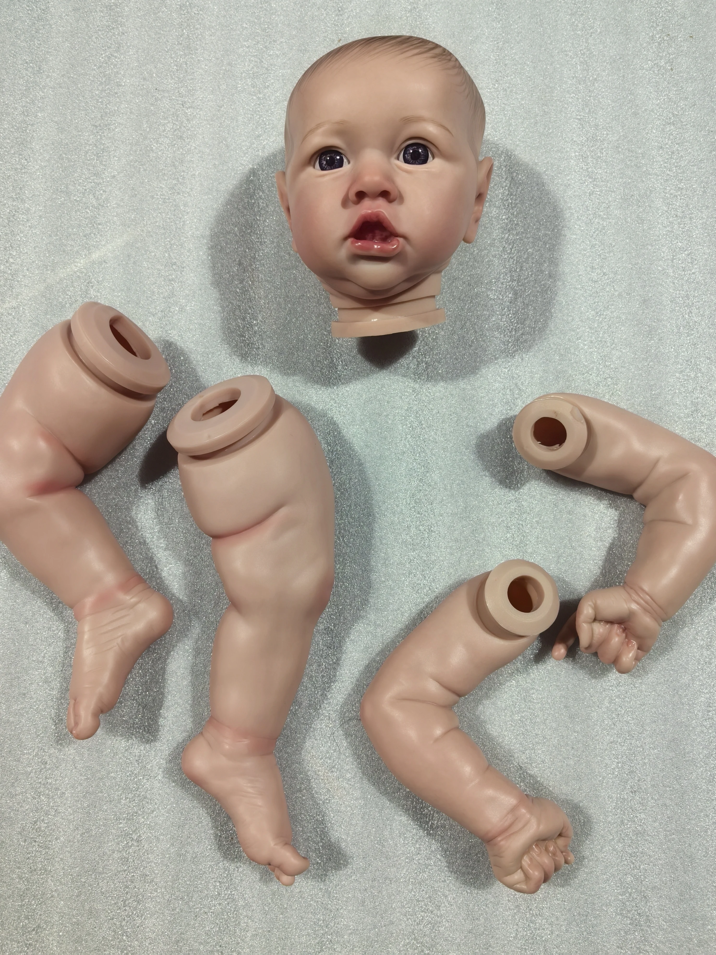 NPK 22inch Lifelike Reborn Doll Kit Saskia - Newborn Painted Unfinished Doll Parts with Hand Drawn Hair for Collectors