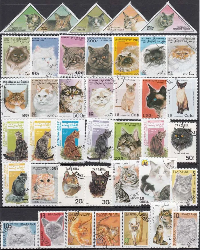 Cats Pets Animals 50 100 Pcs/lot Topic Stamps World Original Postage Stamp with Postmark Good Condition Collection No Repeat