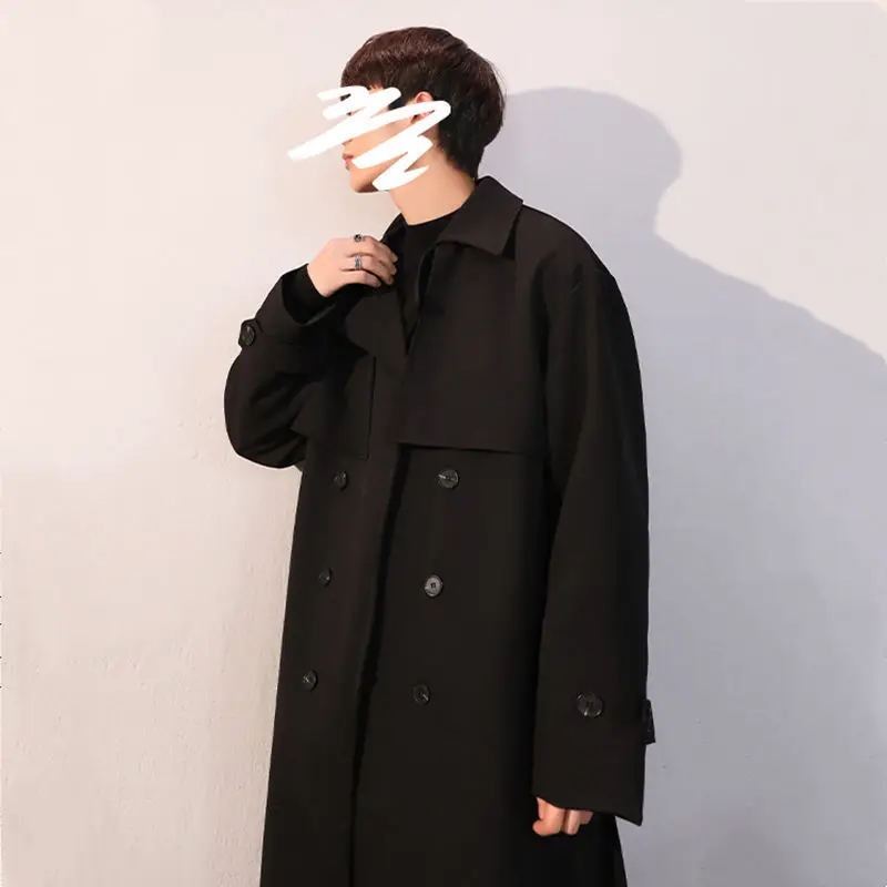 

Trench Leather Coat Mens Cotton-Padded Regular Py Japanese Fashion Thickened Blue Embroidered Autumn Festival Youth Culture Hip