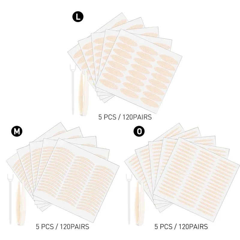 120 คู่ลูกไม้สติกเกอร์ตาสองชั้นตกแต่งตาใหญ่ธรรมชาติที่มองไม่เห็นไม่มีรอยต่อกันน้ำติดทนนานมีกาวในตัวเครื่องมือเปลือกตา