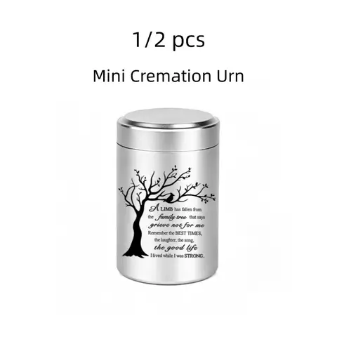 1/2 Pcs Mini Aluminum Alloy Keepsake Urn, small memorial cremation urn for pet & human ashes, tiny commemorative ashes container