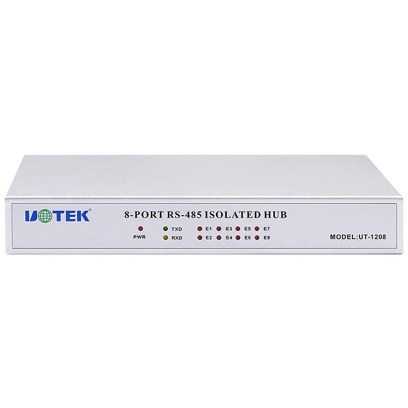 UOTEK Industriële kwaliteit RS-232 RS232 RS-485 naar 8-poorts RS485-hub met opto-elektronische isolatie Asynchrone half-duplex UT-1208