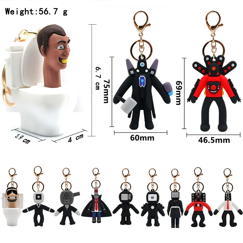 Porte-clés de toilette Anime Skibidi pour hommes et femmes, porte-clés en PVC, pendentif jouet figurine, sac à dos drôle, bijoux