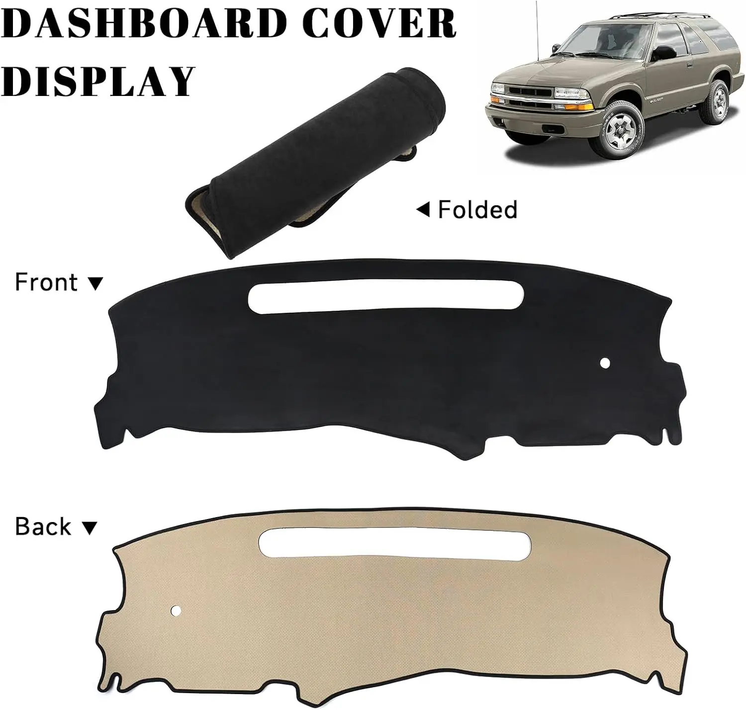 لوحة القيادة السوداء داش غطاء لوحي حصيرة السجاد لشيفي 1998-2005 السترة S10 لجي إم سي جيمي سونوما إنفوي لولدزموبيل برافادا