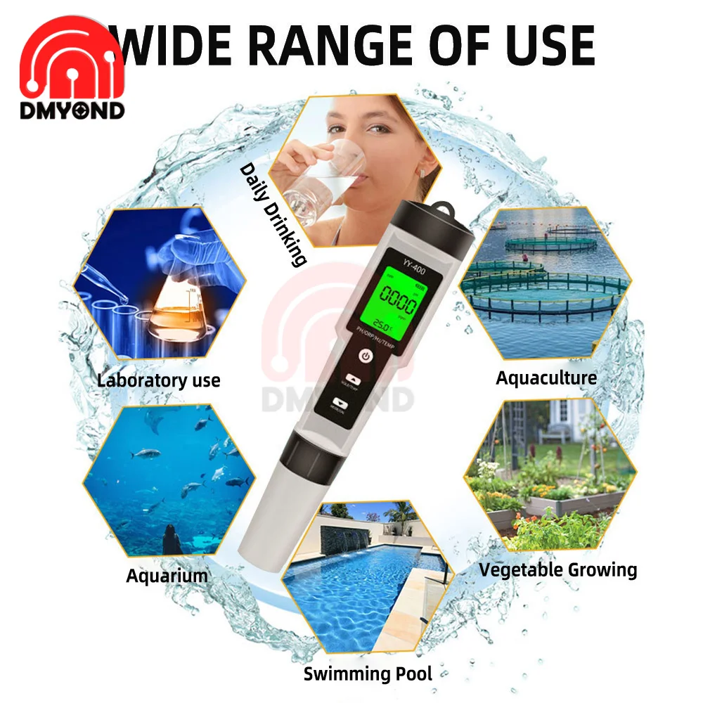 YY-400 for Hydrogen Ion Concentration Water Quality Test Pen PH/ORP/H2 and TEMP 4 in 1 Digital Drinking Water Meter