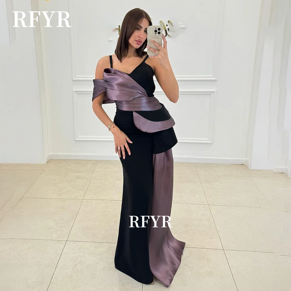 

RFYR Asymmetrical Prom Dress Pleats Party Dress for Arabic Women 2 Colors Evening Dresses vestidos de fiesta Customized