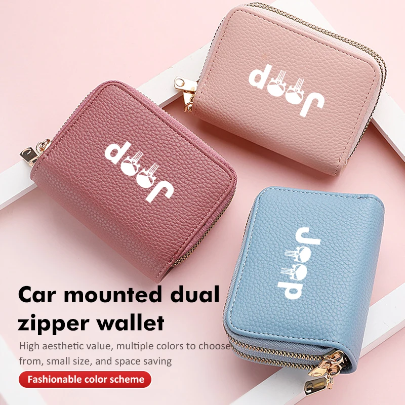 Car Men Women Double Zipper Men Wallets Business Brand Purse For Jeep Grand Cherokee Compass Patriot Renegade Wrangler