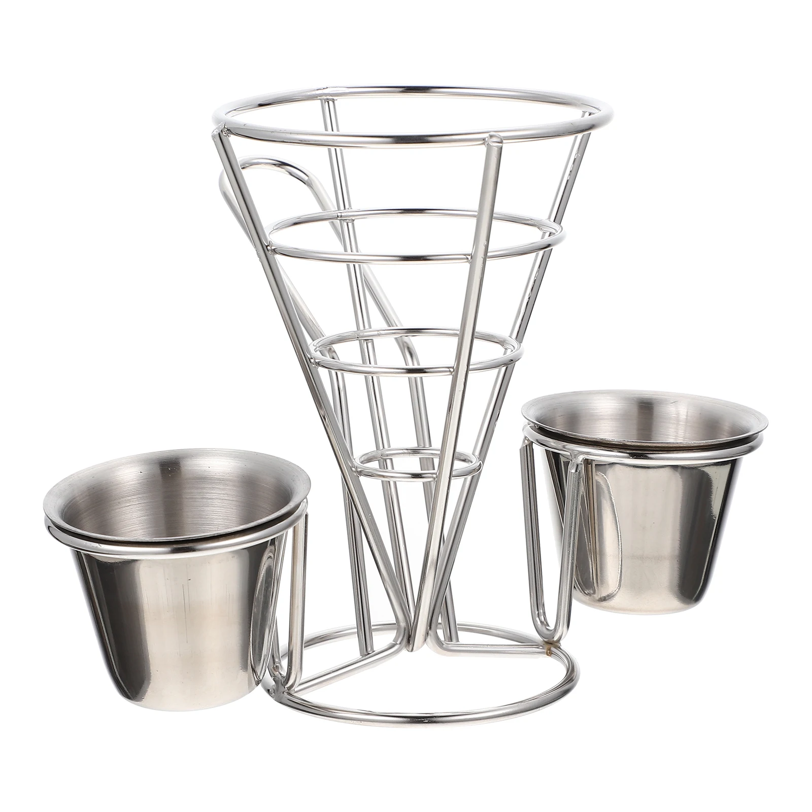 

1 set Stainless Steel Snack Rack Serving Stand French Fries Basket Delicatessen Container Hollow-Out Food Chicken Fillet Holder