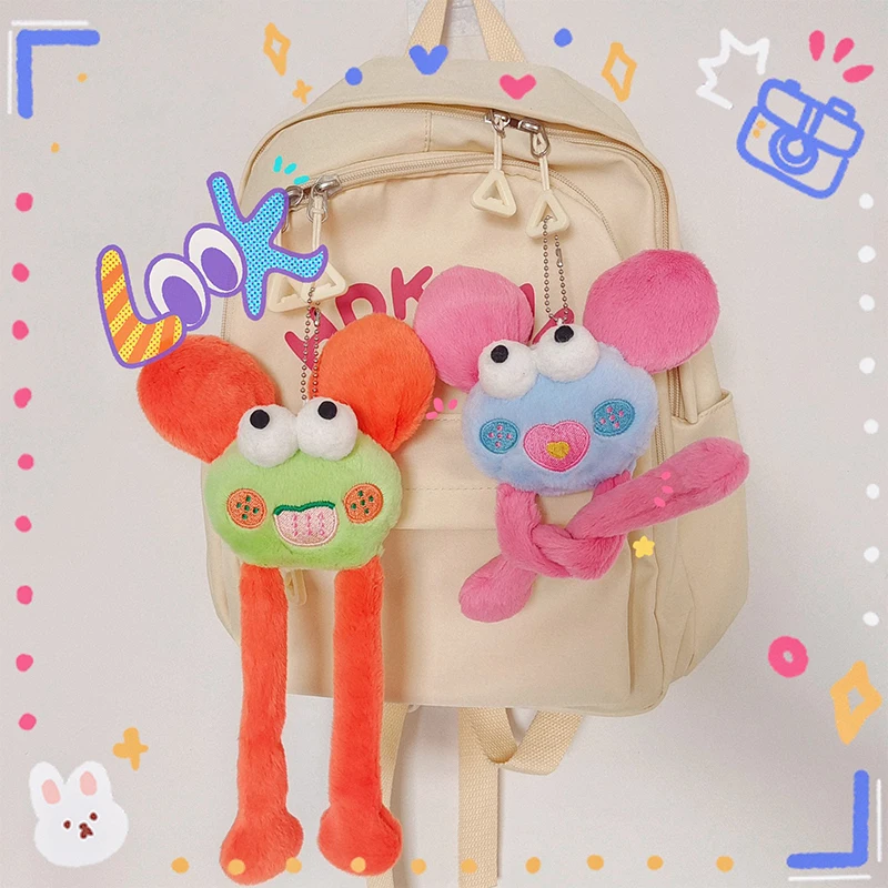 Fun Creative Monster Head Pull-out Doll Toy Cute Cartoon Plush Doll Keychain Backpack Pendant Bag Decoration For Couple Gifts