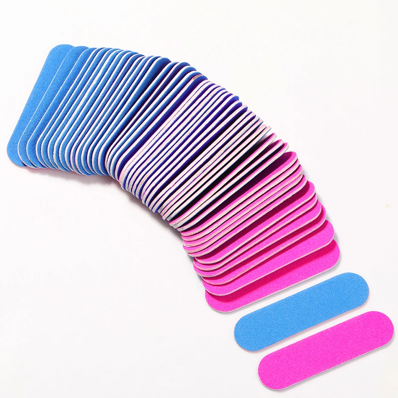 Blue/Rose Red Mini Double Sided Nail File Sandpaper Disposable Nail Equipment Accessories Buffer Files Manicure Nail Art Tools