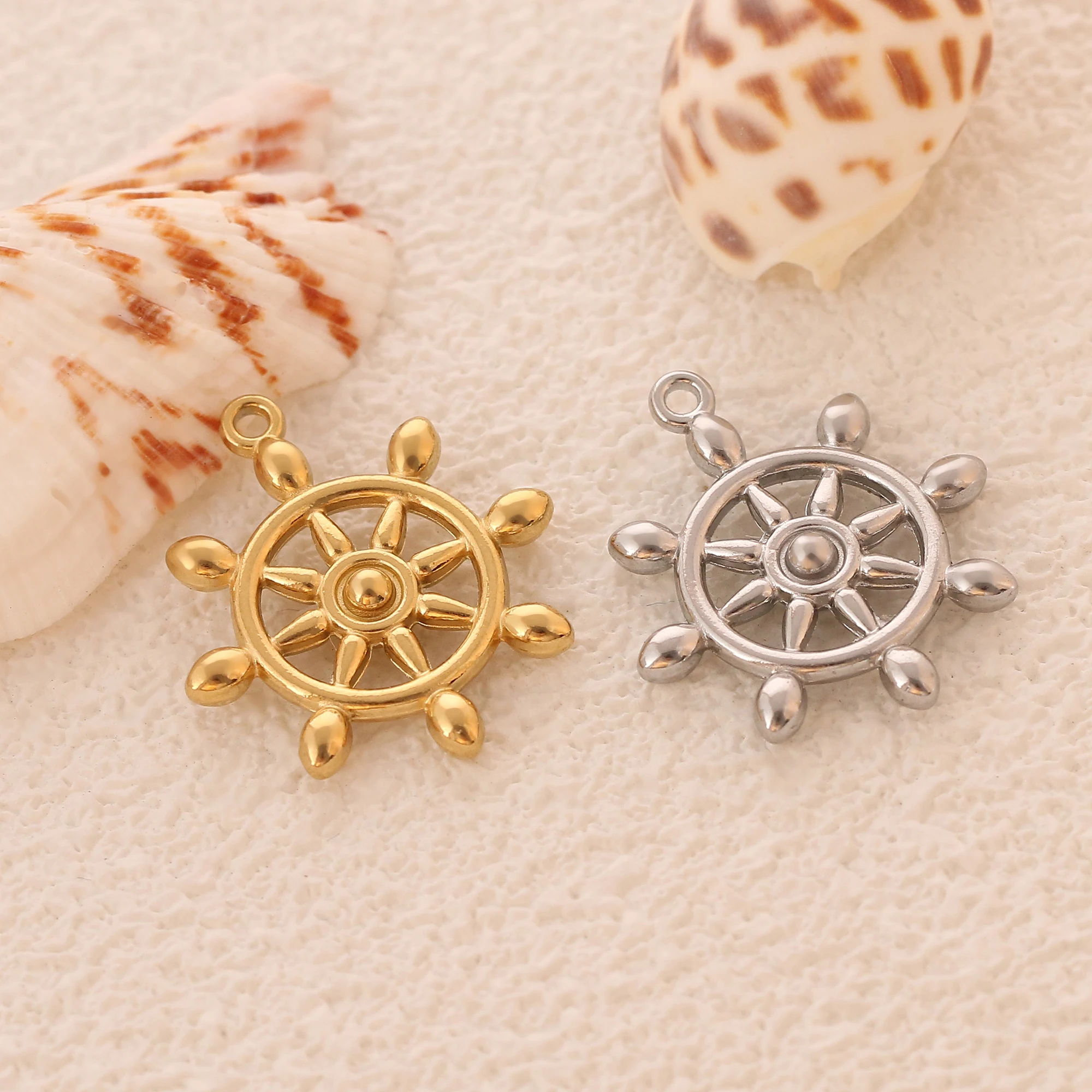 3 Teile/los Marine Anhänger Edelstahl Ruder Helm/Herz/Seestern/Muschel/Meeresschildkröte Charms DIY Halskette armband Schmuck Machen – Detail 5
