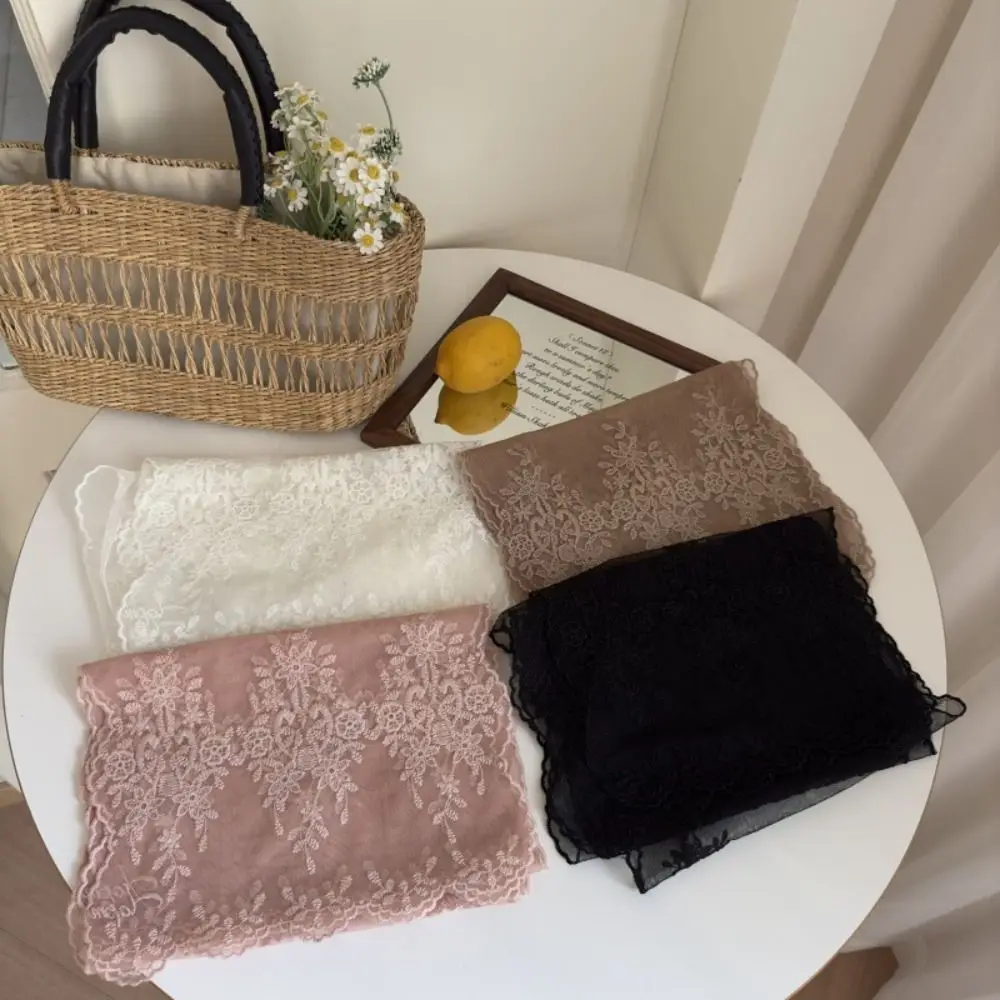 

Elegant Ribbon Lace Embroidery Scarf Retro Thin Long Scarves Korean Style Printed Flower Scarf Beach