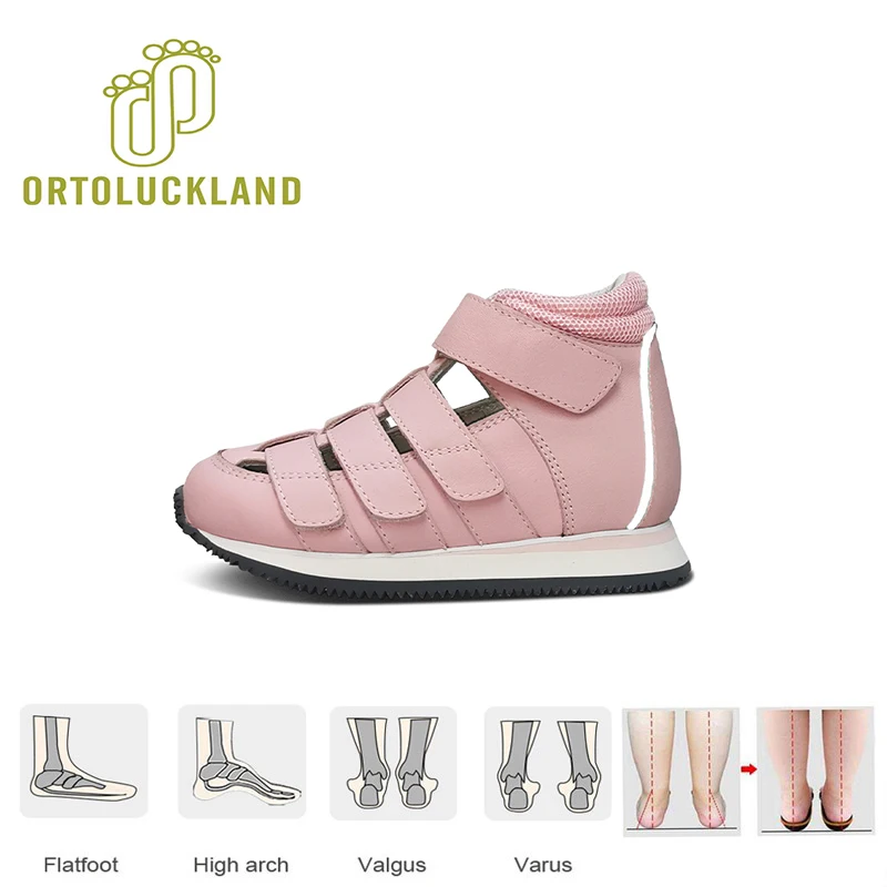 Ortolucland Toddlers Girl Sneakers scarpe ortopediche per bambini supporto per caviglia in pelle bambini Flatfeet plantari calzature