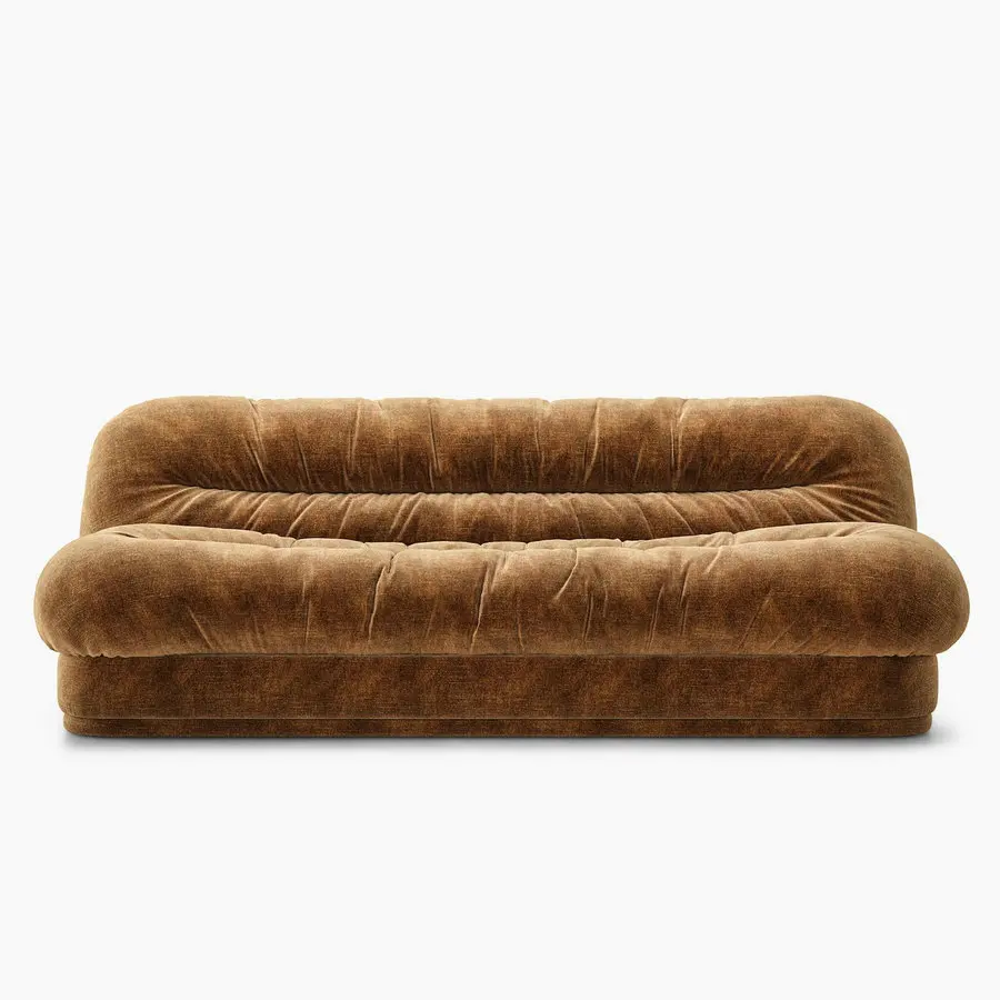 #Vintage Italian Design Living Room 3-Seater Sofa Chenille Upholsted Covers Non-toxic Soft Beige Cloud Couch Bed for Home Office