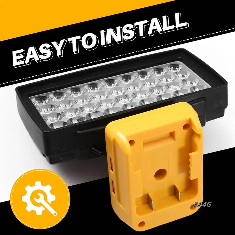 

36 LED Flashlight Torch Car Work Light USB Power Bank For 18V 20V Battery Lamp