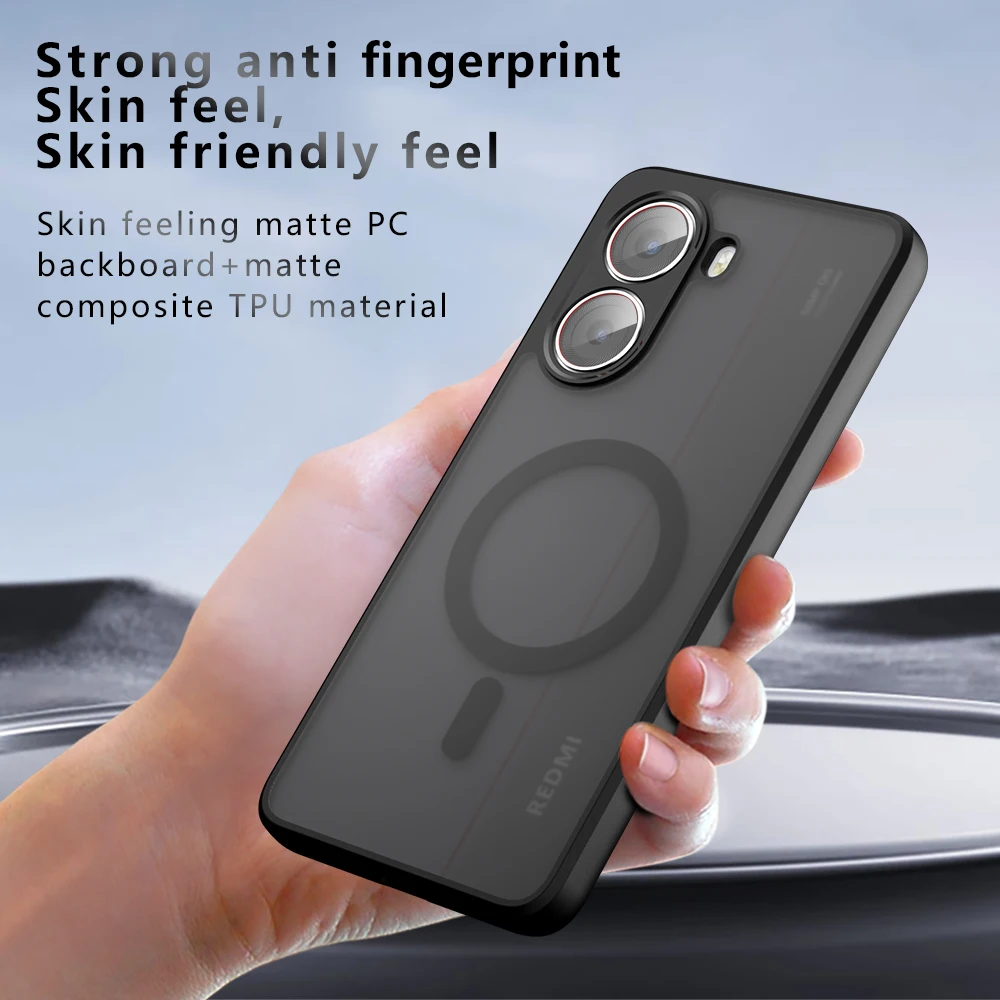 Funda de teléfono magnética con textura mate para Xiaomi Poco X6 X7 Pro F7 Ultra F6 Pro Airbag cubierta protectora transparente a prueba de caídas CL002