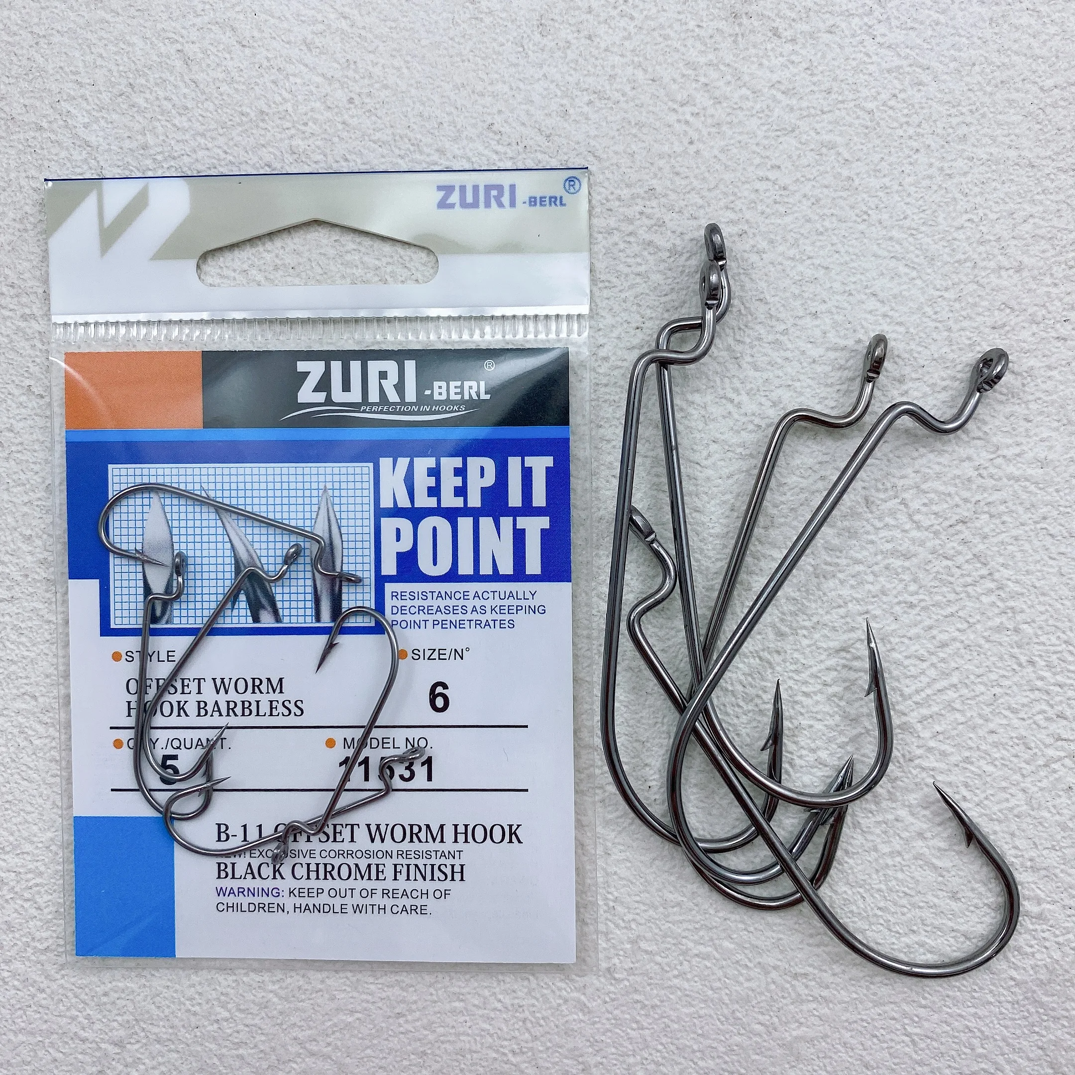 Zuri-berl 3Packs Black High Carbon Steel Fish Hooks Size 5/0