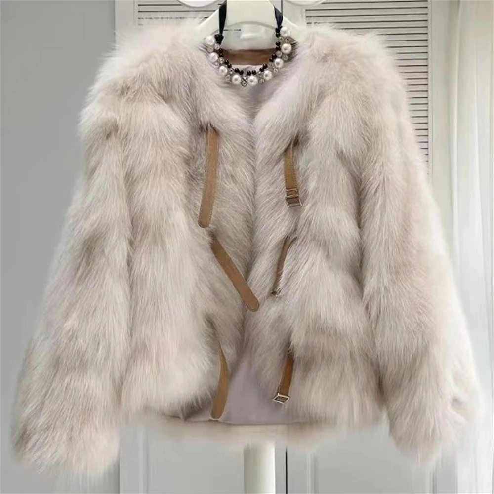 

Faux Fox Fur Coat for Women Warm Feather Coats Loose Short Outercoat Lady Party Elegant Outfits Korea Fashion Autumn 2024