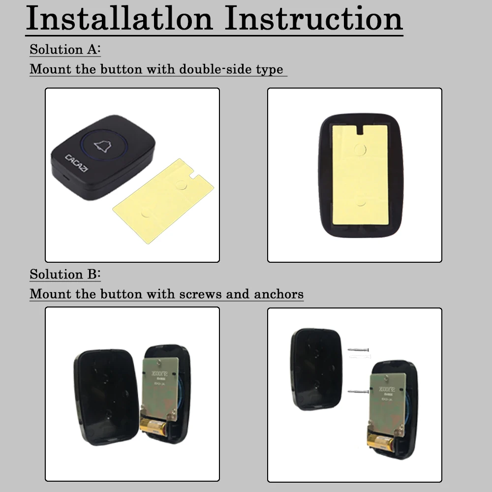 CACAZI ไร้สายกันน้ํา Doorbell 300M US EU UK Plug 3 ปุ่ม 1 2 3 ตัวรับสัญญาณบ้านสมาร์ทประตู Bell 60 chimes 0-110db