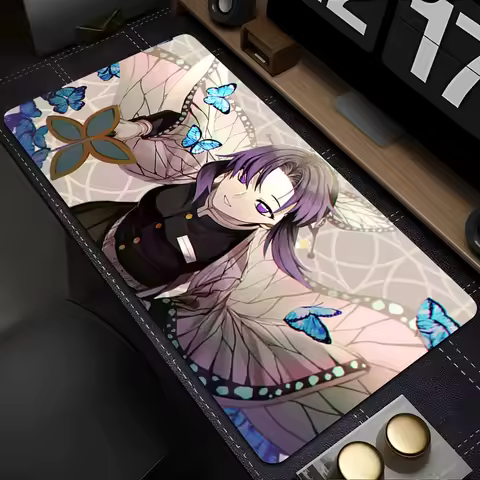 Demon Slayer Kochou Shinobu Large Mouse Pad Anime Gaming Keyboard Mousepad Gamer Print Mouse Mat Office Laptop XXL Desk Carpet