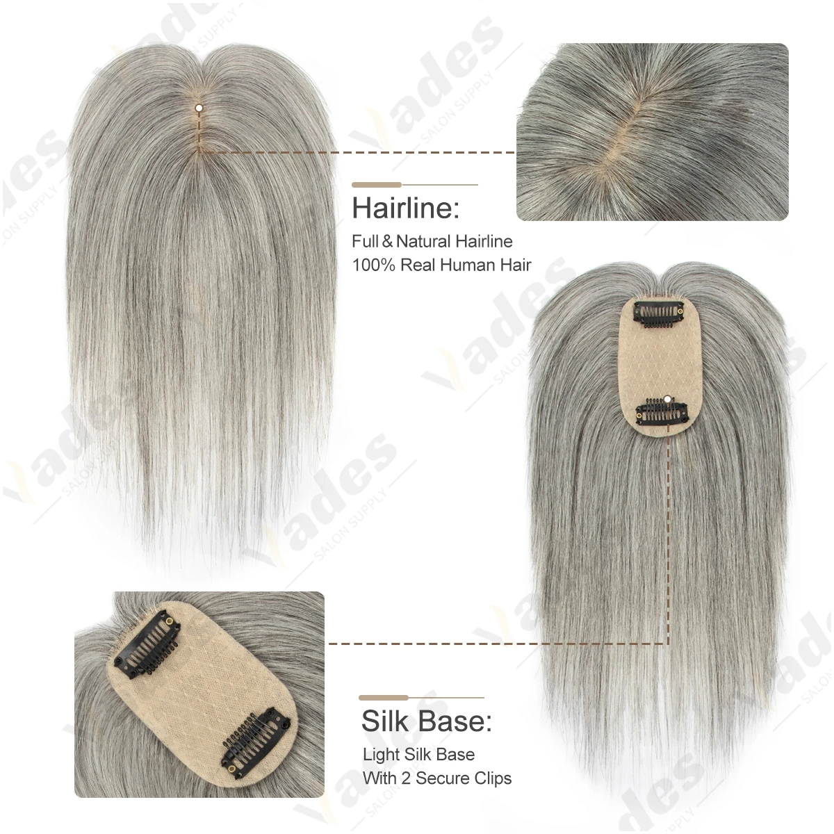 BOYMIA Real Human Hair Topper with Bangs Hand-Tied Thin 5 * 9cm Base Light Weight Clip in Remy Hairpieces For Repeated Use