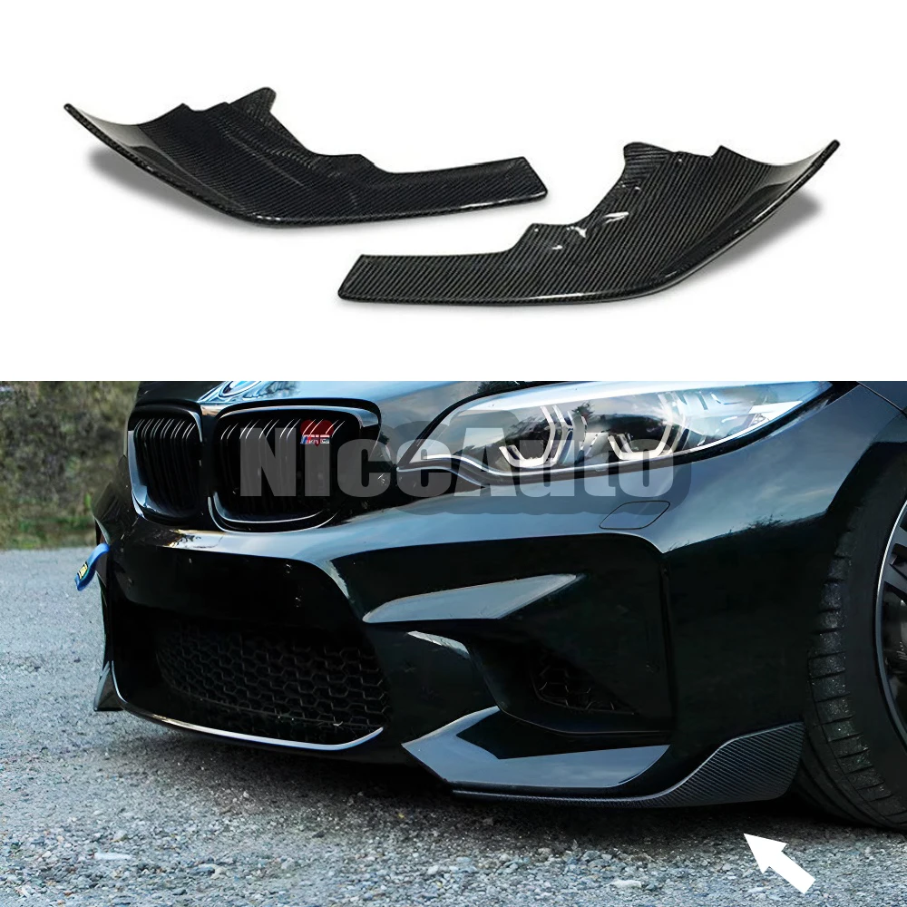 Real Carbon Fiber Car Front Bumper Splitter Side Cover for BMW M2 F87 2016 - 2020 Air Vent Kit Spoiler Lip Corner Guard Trim