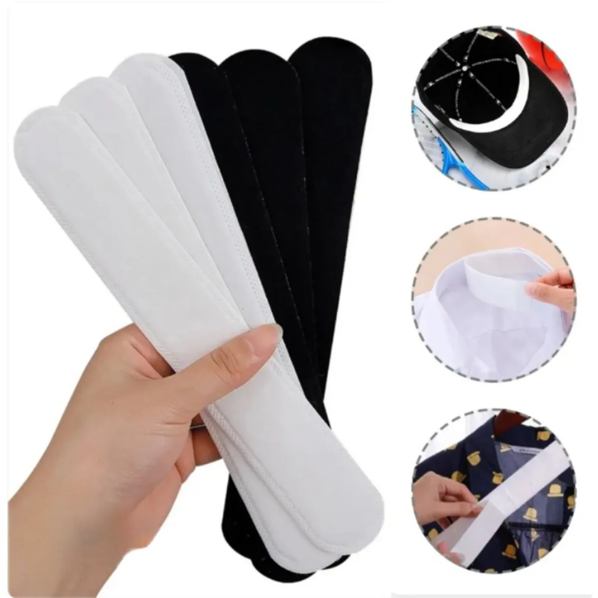 

30pcs Hat Sweat Absorber Stickers Summer Cap Liner Bands Sweatband Visor Hat Size Reducer Adhesive Sweat Absorbing Strips Pads