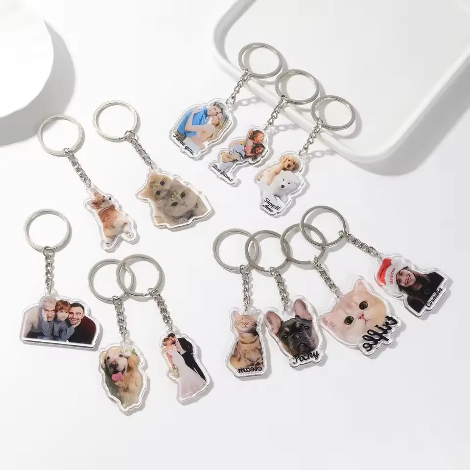 Dascusto Custom Picture Acrylic Key Chain Portrait KeyChain Personalized Photo Jewelry Backpack Pendants Pet Keychain For Bags