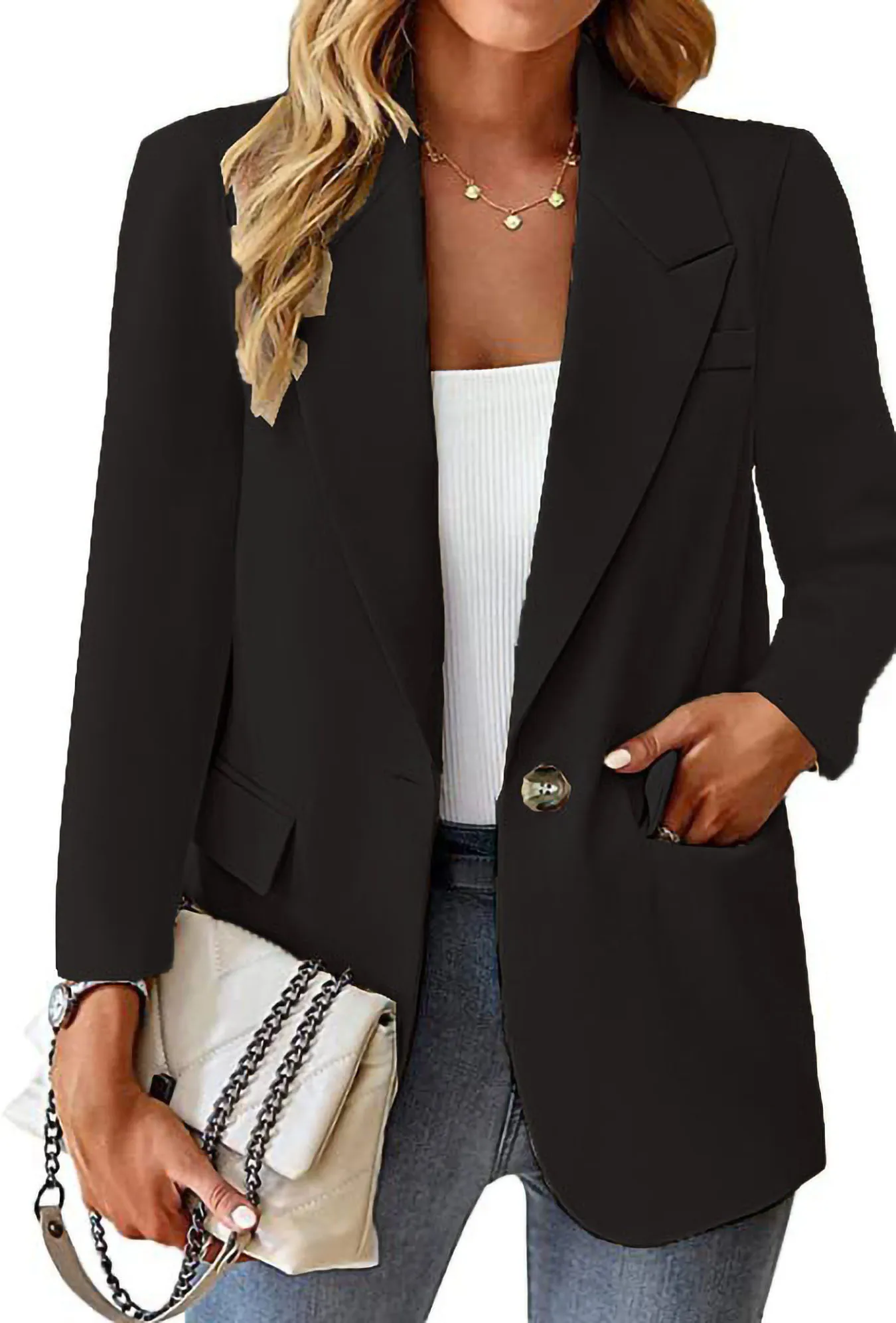 Nuevo Blazer para mujer, chaqueta ajustada con solapa de muesca a la moda, chaqueta informal de manga larga con un botón, abrigo ligero de Color sólido para